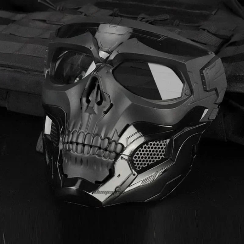 Premium Motorcycle Skull Mouth Mask with UV Protection – Tactical Off-Road Riding Goggles, Windproof, Dust-Proof, Anti-Glare Ski Goggles for Cycling and Mountaineering, Multicolor Lens Options