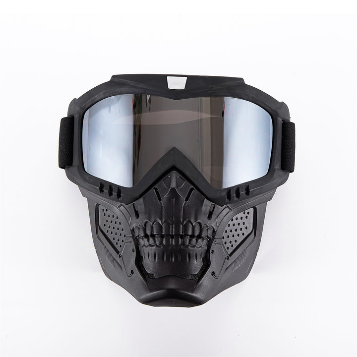 Premium Motorcycle Skull Mouth Mask with UV Protection – Tactical Off-Road Riding Goggles, Windproof, Dust-Proof, Anti-Glare Ski Goggles for Cycling and Mountaineering, Multicolor Lens Options
