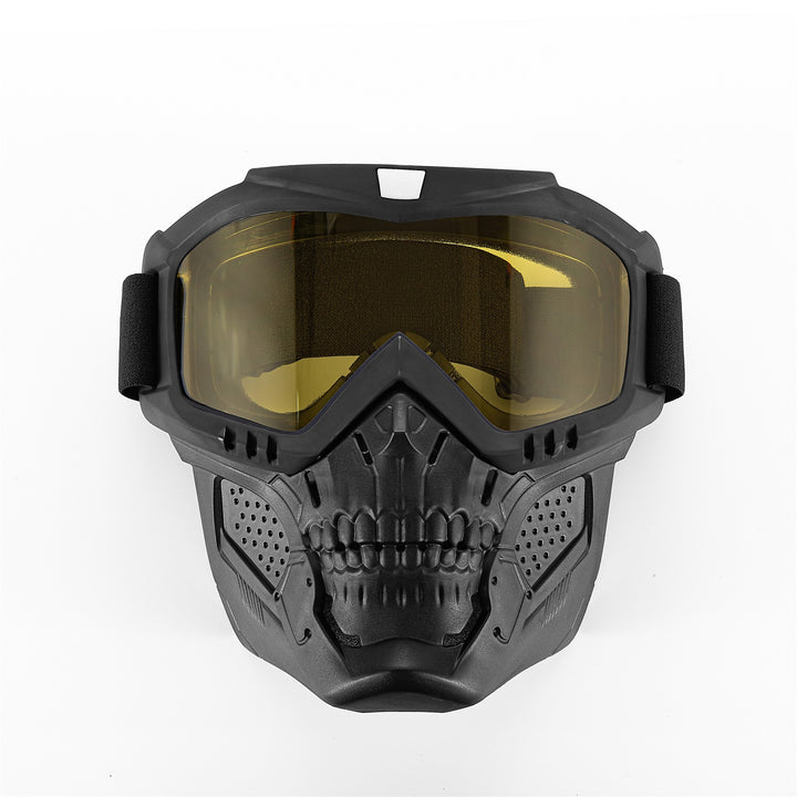 Premium Motorcycle Skull Mouth Mask with UV Protection – Tactical Off-Road Riding Goggles, Windproof, Dust-Proof, Anti-Glare Ski Goggles for Cycling and Mountaineering, Multicolor Lens Options