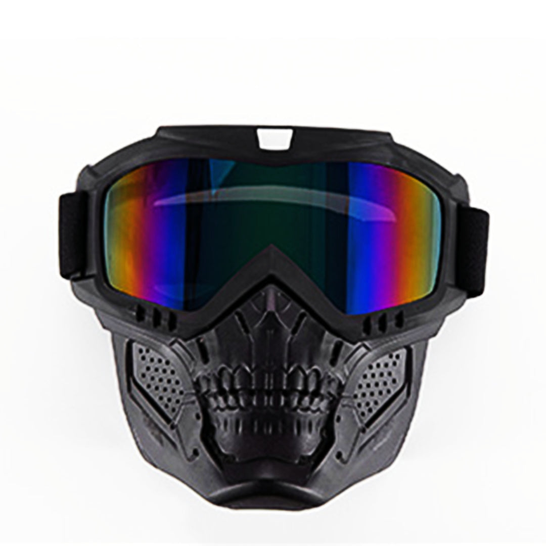 Premium Motorcycle Skull Mouth Mask with UV Protection – Tactical Off-Road Riding Goggles, Windproof, Dust-Proof, Anti-Glare Ski Goggles for Cycling and Mountaineering, Multicolor Lens Options