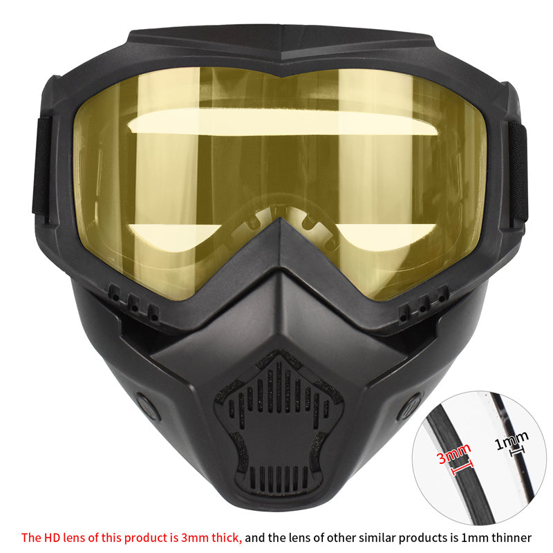 Premium Motorcycle Skull Mouth Mask with UV Protection – Tactical Off-Road Riding Goggles, Windproof, Dust-Proof, Anti-Glare Ski Goggles for Cycling and Mountaineering, Multicolor Lens Options
