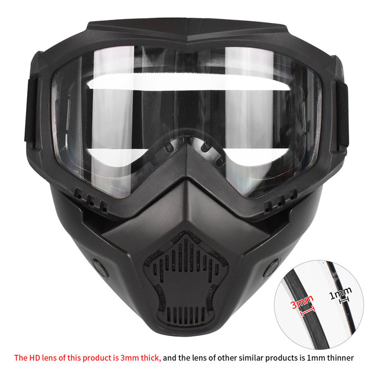 Premium Motorcycle Skull Mouth Mask with UV Protection – Tactical Off-Road Riding Goggles, Windproof, Dust-Proof, Anti-Glare Ski Goggles for Cycling and Mountaineering, Multicolor Lens Options