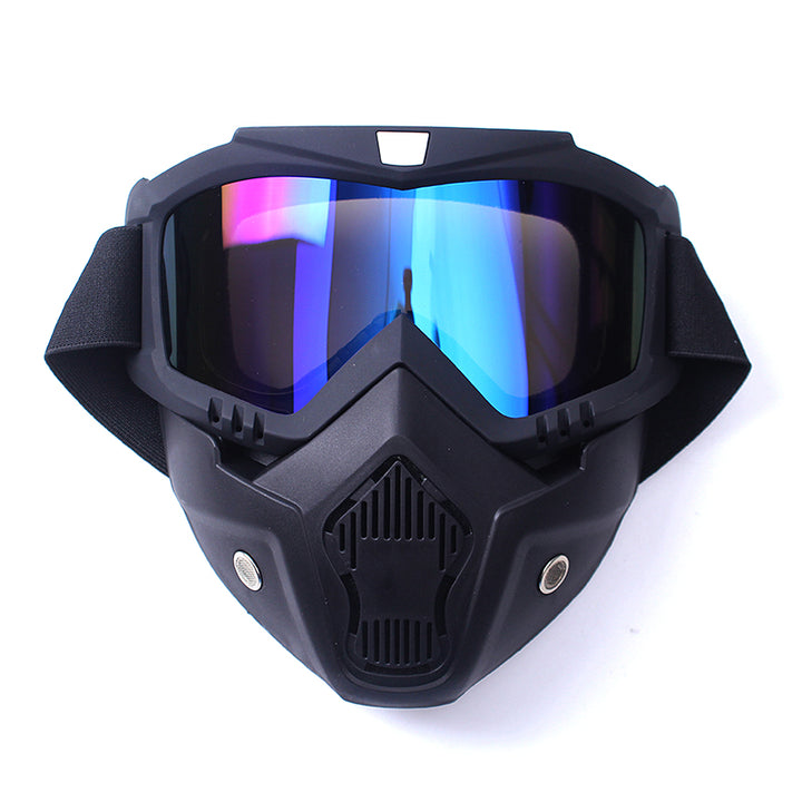 Premium Motorcycle Skull Mouth Mask with UV Protection – Tactical Off-Road Riding Goggles, Windproof, Dust-Proof, Anti-Glare Ski Goggles for Cycling and Mountaineering, Multicolor Lens Options