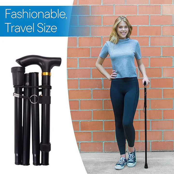 Premium Multifunctional Walking Stick – Telescopic Hiking Cane, Folding Trekking Poles for Seniors, Lightweight Aluminum Alloy, Non-Slip Rubber Base, Compact Design with Hand Strap