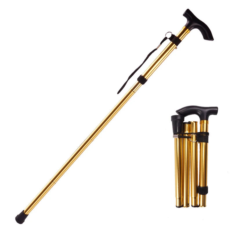 Premium Multifunctional Walking Stick – Telescopic Hiking Cane, Folding Trekking Poles for Seniors, Lightweight Aluminum Alloy, Non-Slip Rubber Base, Compact Design with Hand Strap