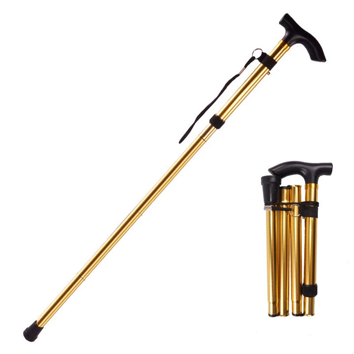 Premium Multifunctional Walking Stick – Telescopic Hiking Cane, Folding Trekking Poles for Seniors, Lightweight Aluminum Alloy, Non-Slip Rubber Base, Compact Design with Hand Strap