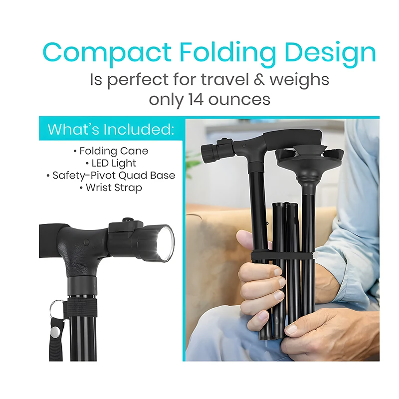 Premium Multifunctional Walking Stick – Telescopic Hiking Cane, Folding Trekking Poles for Seniors, Lightweight Aluminum Alloy, Non-Slip Rubber Base, Compact Design with Hand Strap