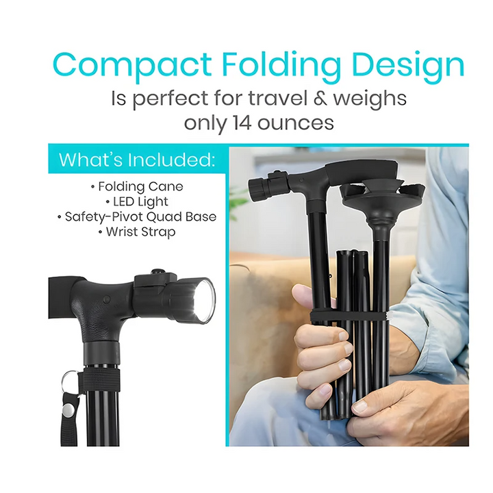Premium Multifunctional Walking Stick – Telescopic Hiking Cane, Folding Trekking Poles for Seniors, Lightweight Aluminum Alloy, Non-Slip Rubber Base, Compact Design with Hand Strap
