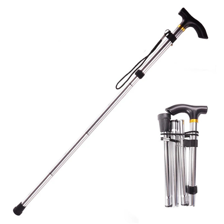 Premium Multifunctional Walking Stick – Telescopic Hiking Cane, Folding Trekking Poles for Seniors, Lightweight Aluminum Alloy, Non-Slip Rubber Base, Compact Design with Hand Strap