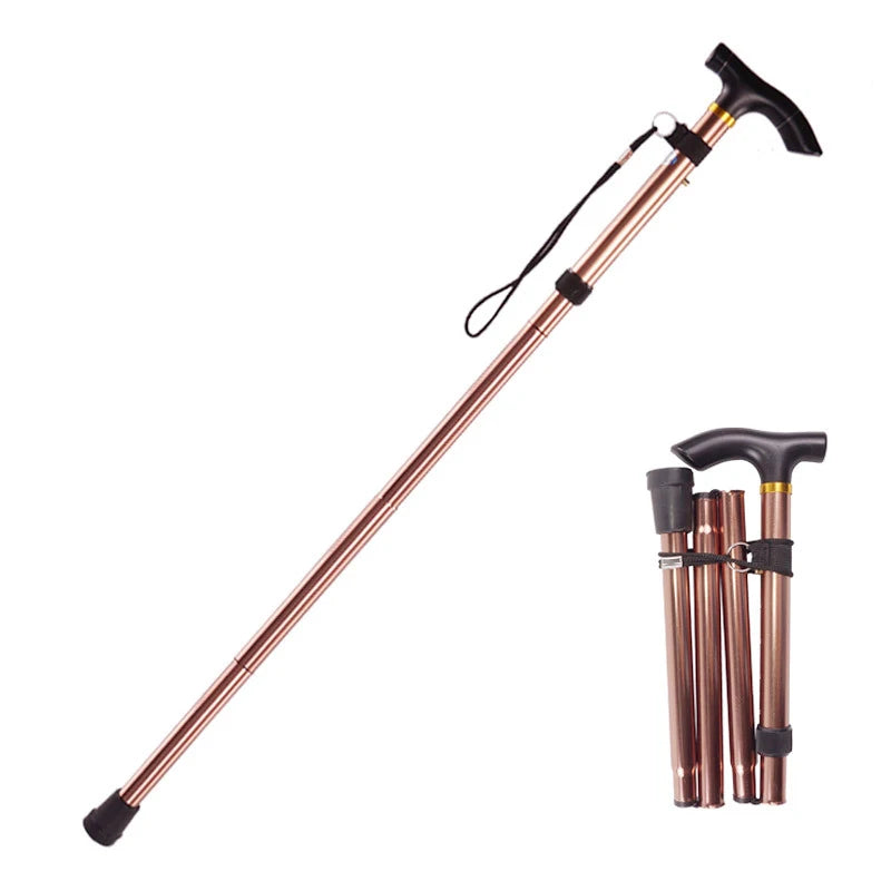 Premium Multifunctional Walking Stick – Telescopic Hiking Cane, Folding Trekking Poles for Seniors, Lightweight Aluminum Alloy, Non-Slip Rubber Base, Compact Design with Hand Strap
