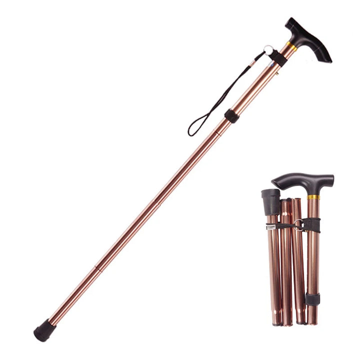 Premium Multifunctional Walking Stick – Telescopic Hiking Cane, Folding Trekking Poles for Seniors, Lightweight Aluminum Alloy, Non-Slip Rubber Base, Compact Design with Hand Strap