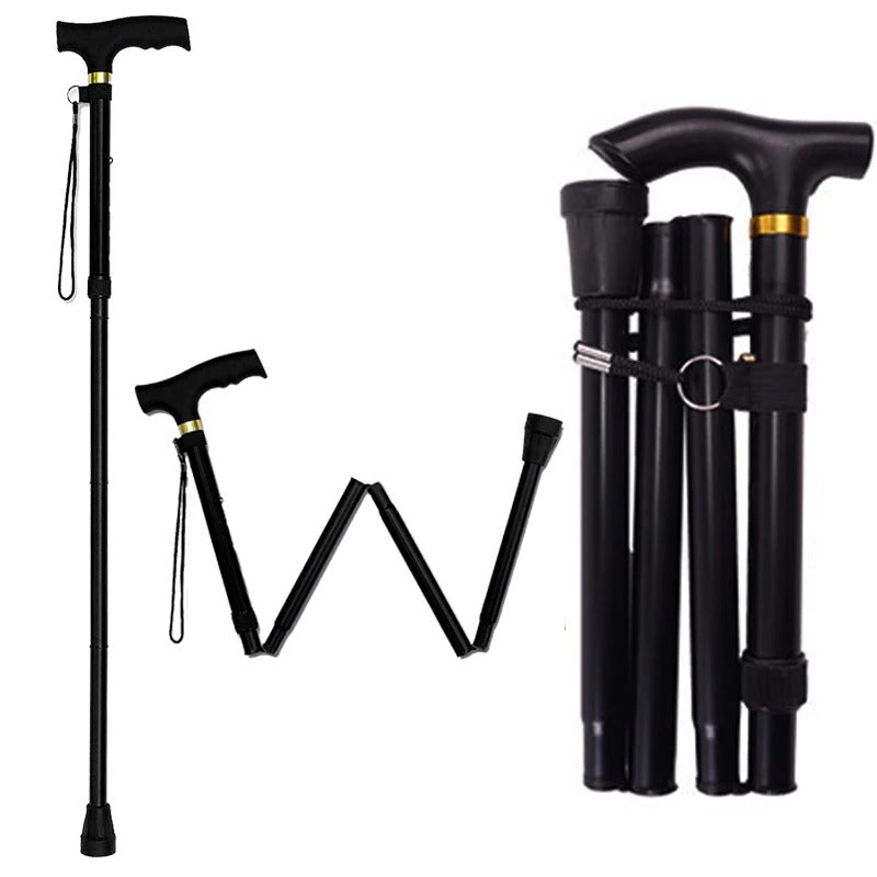 Premium Multifunctional Walking Stick – Telescopic Hiking Cane, Folding Trekking Poles for Seniors, Lightweight Aluminum Alloy, Non-Slip Rubber Base, Compact Design with Hand Strap