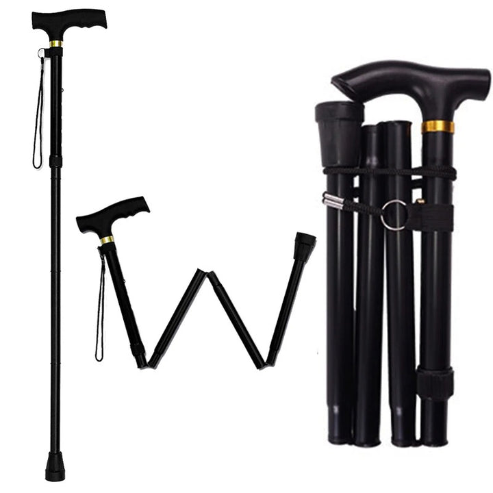 Premium Multifunctional Walking Stick – Telescopic Hiking Cane, Folding Trekking Poles for Seniors, Lightweight Aluminum Alloy, Non-Slip Rubber Base, Compact Design with Hand Strap