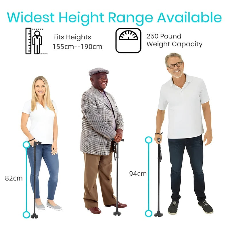 Premium Multifunctional Walking Stick – Telescopic Hiking Cane, Folding Trekking Poles for Seniors, Lightweight Aluminum Alloy, Non-Slip Rubber Base, Compact Design with Hand Strap