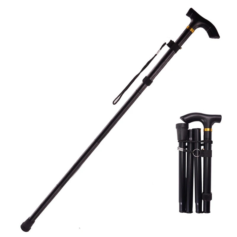 Premium Multifunctional Walking Stick – Telescopic Hiking Cane, Folding Trekking Poles for Seniors, Lightweight Aluminum Alloy, Non-Slip Rubber Base, Compact Design with Hand Strap