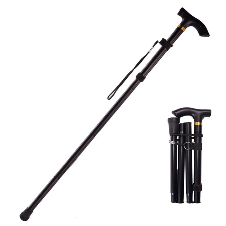 Premium Multifunctional Walking Stick – Telescopic Hiking Cane, Folding Trekking Poles for Seniors, Lightweight Aluminum Alloy, Non-Slip Rubber Base, Compact Design with Hand Strap