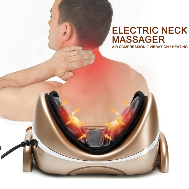 Premium Neck Massage Pillow for Pain Relief – Cervical Chiropractic Traction Device with Heating, Vibration & 7 Massage Modes, Adjustable for Neck & Shoulder Relaxation