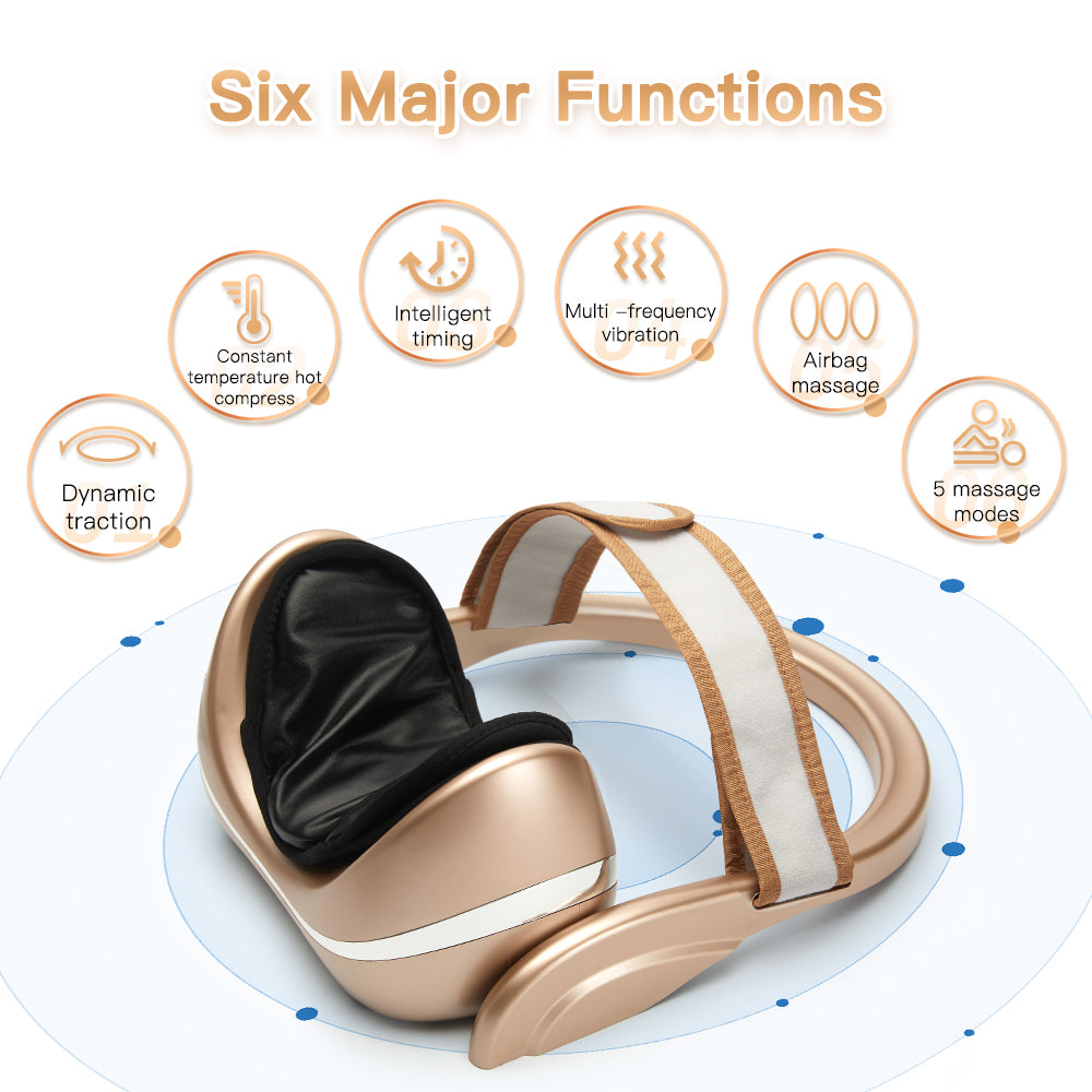 Premium Neck Massage Pillow for Pain Relief – Cervical Chiropractic Traction Device with Heating, Vibration & 7 Massage Modes, Adjustable for Neck & Shoulder Relaxation