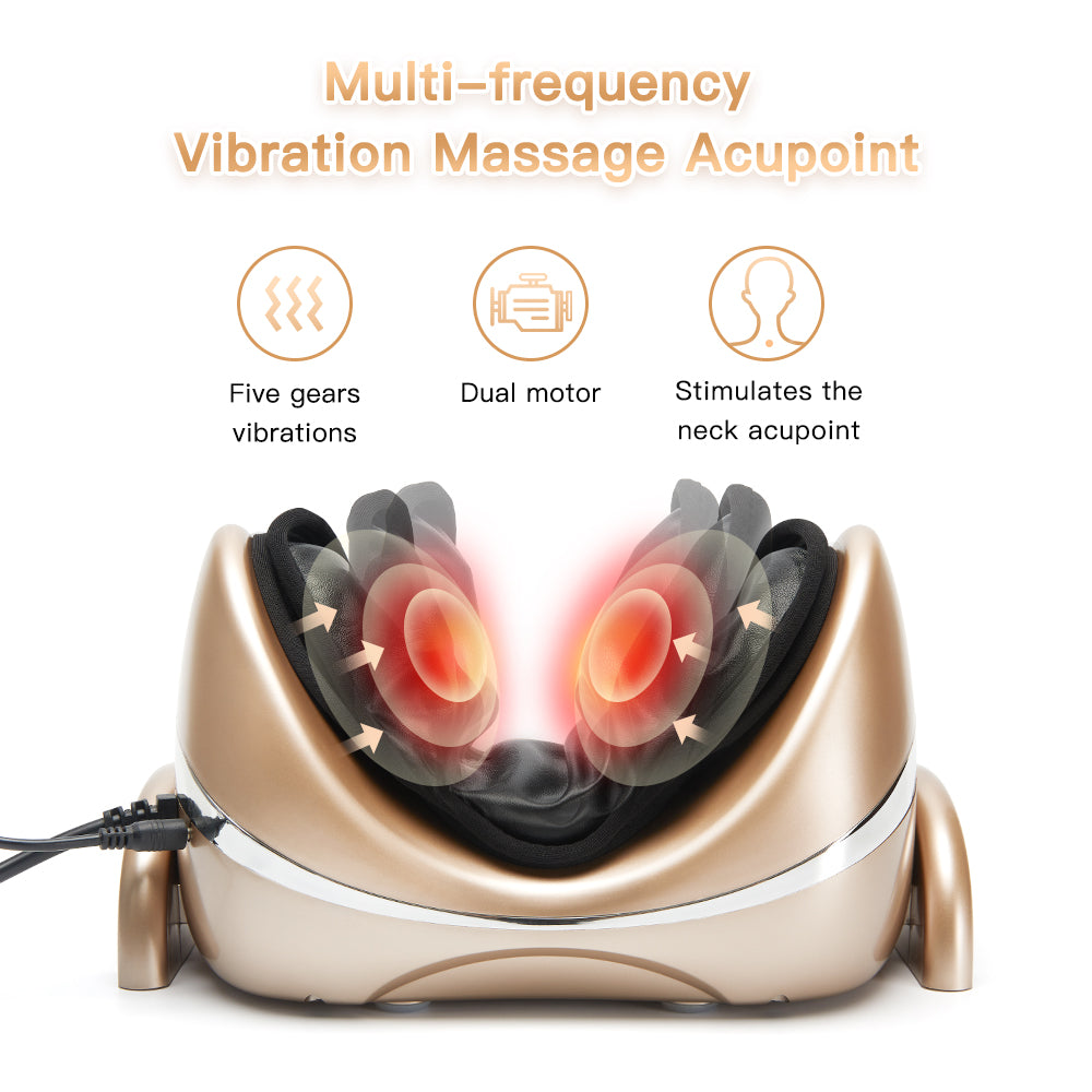 Premium Neck Massage Pillow for Pain Relief – Cervical Chiropractic Traction Device with Heating, Vibration & 7 Massage Modes, Adjustable for Neck & Shoulder Relaxation
