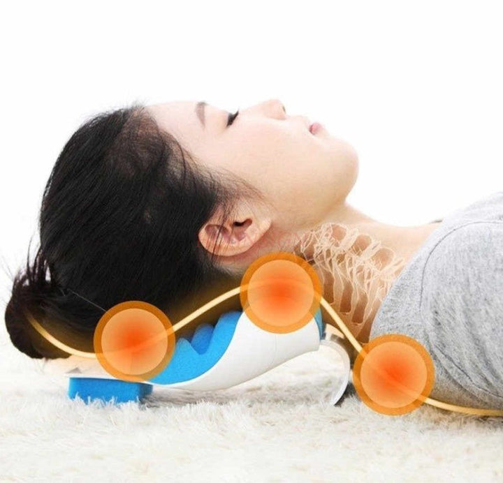 Premium Neck Support Pillow – Chiropractic Relaxer & Shoulder Traction Stretcher – Therapeutic Cervical Spine Alignment Device for Pain Relief