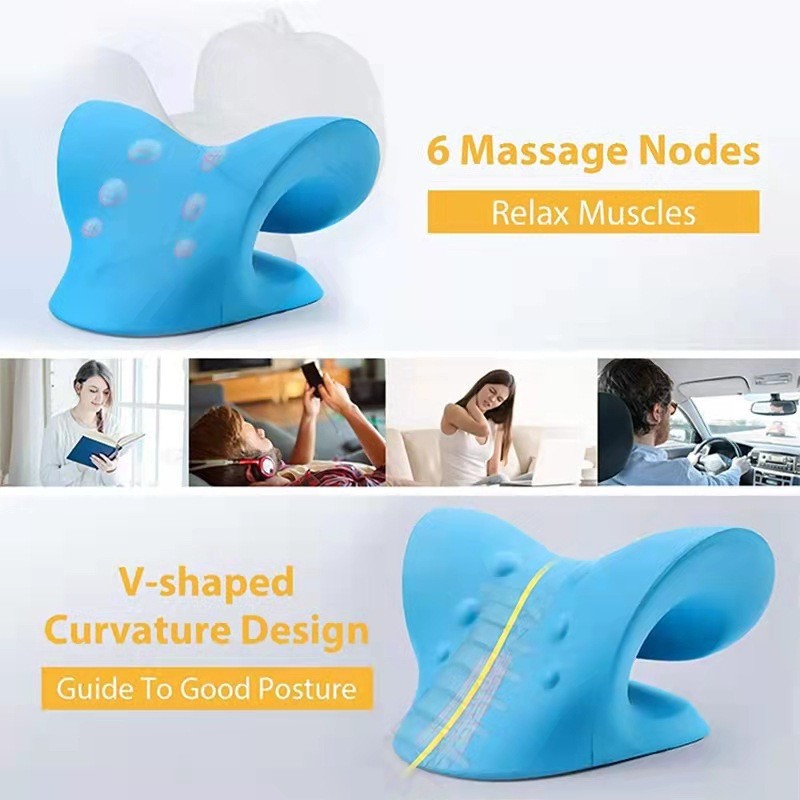 Premium Neck Support Pillow – Chiropractic Relaxer & Shoulder Traction Stretcher – Therapeutic Cervical Spine Alignment Device for Pain Relief