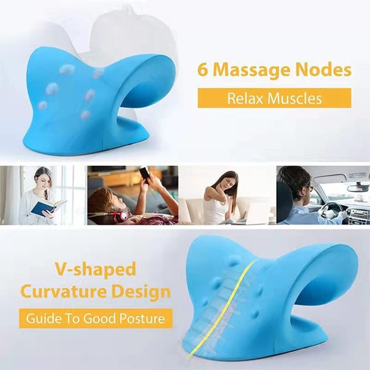 Premium Neck Support Pillow – Chiropractic Relaxer & Shoulder Traction Stretcher – Therapeutic Cervical Spine Alignment Device for Pain Relief