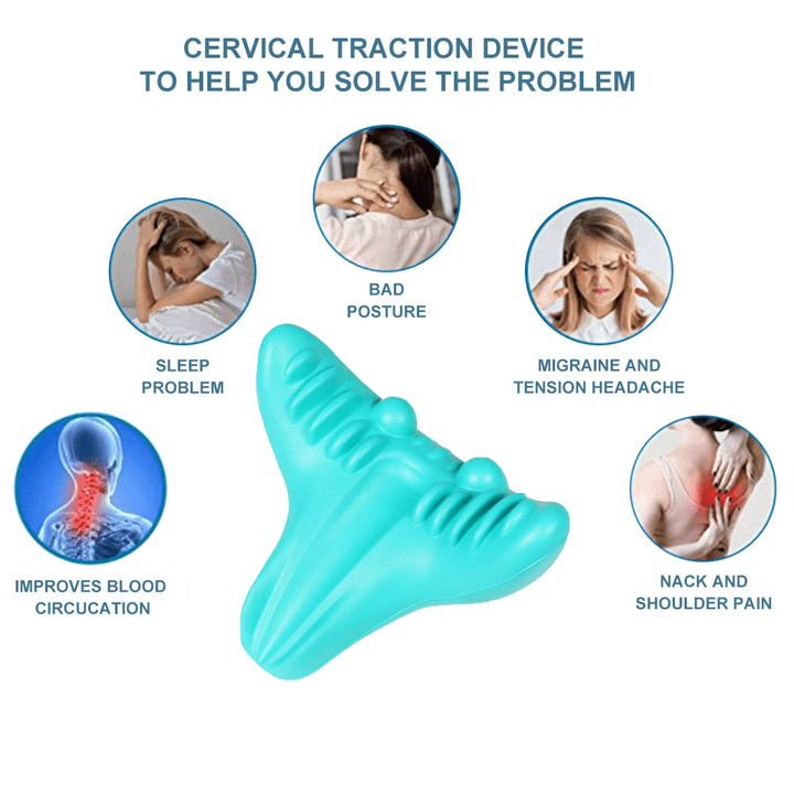 Premium Neck Support Pillow – Chiropractic Relaxer & Shoulder Traction Stretcher – Therapeutic Cervical Spine Alignment Device for Pain Relief