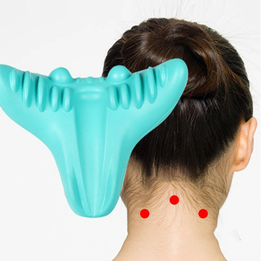 Premium Neck Support Pillow – Chiropractic Relaxer & Shoulder Traction Stretcher – Therapeutic Cervical Spine Alignment Device for Pain Relief