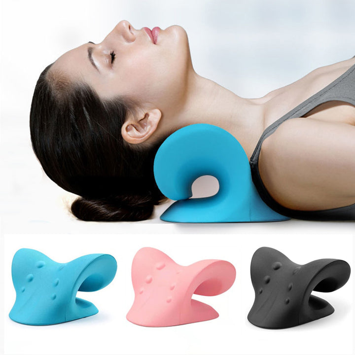 Premium Neck Support Pillow – Chiropractic Relaxer & Shoulder Traction Stretcher – Therapeutic Cervical Spine Alignment Device for Pain Relief