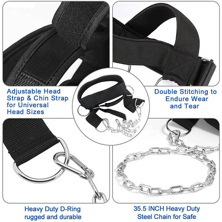 Premium Neck Training Harness for Strength & Muscle Power - Adjustable Head & Neck Weight Lifting Strap - Gym Fitness Equipment for Injury Recovery, Posture & Combat Sports