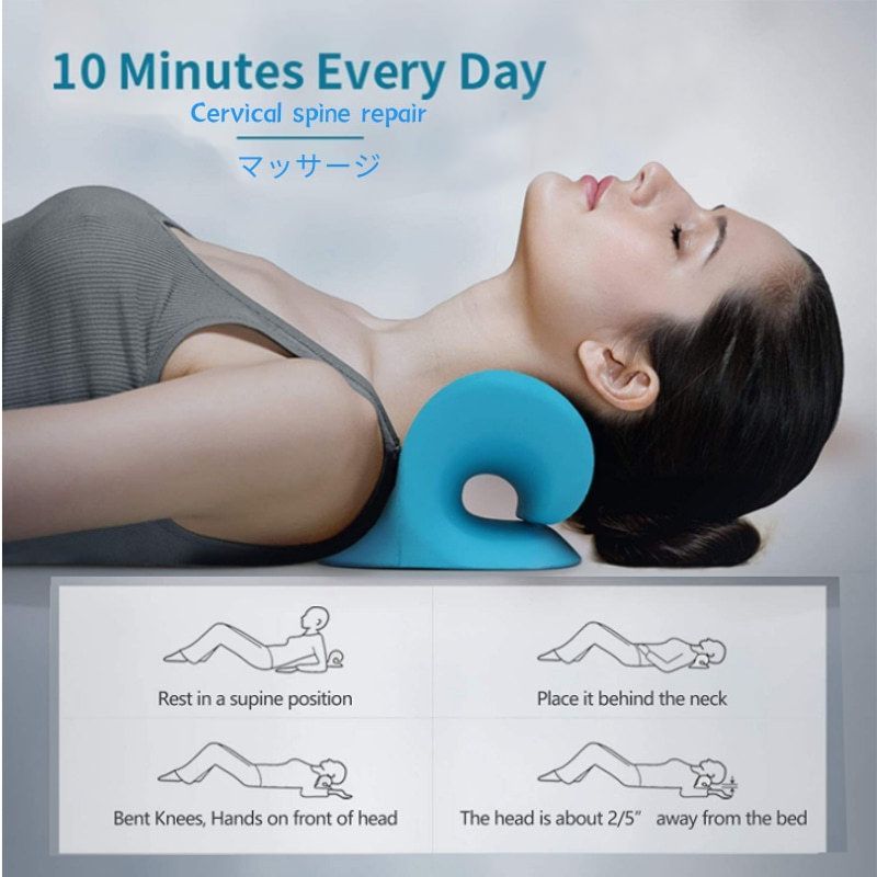 Premium Neck and Shoulder Stretcher Relaxer - Cervical Chiropractic Traction Device, Ergonomic Massage Pillow for Pain Relief and Spine Alignment, Neck Tension & Headache Relief