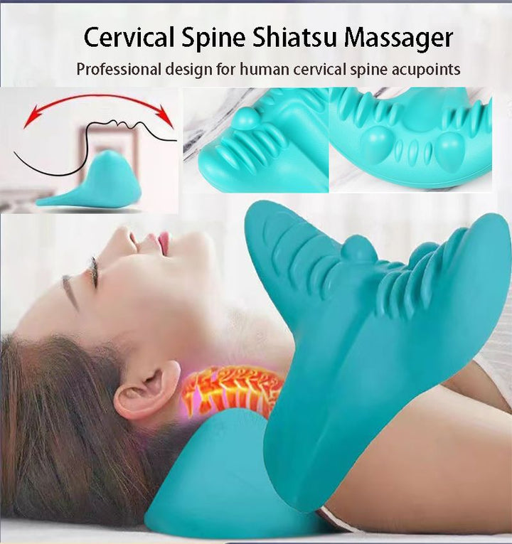 Premium Neck and Shoulder Stretcher Relaxer - Cervical Chiropractic Traction Device, Ergonomic Massage Pillow for Pain Relief and Spine Alignment, Neck Tension & Headache Relief
