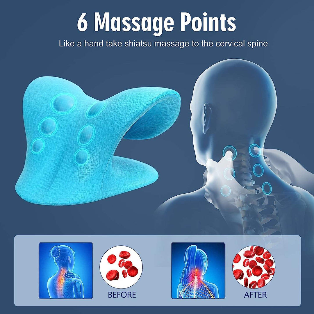 Premium Neck and Shoulder Stretcher Relaxer - Cervical Chiropractic Traction Device, Ergonomic Massage Pillow for Pain Relief and Spine Alignment, Neck Tension & Headache Relief