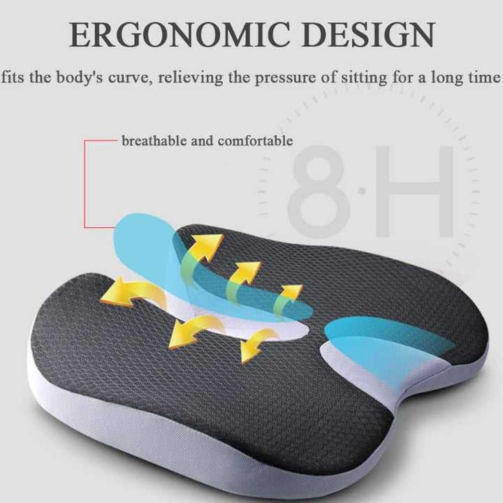 Premium Non-Slip Orthopedic Memory Foam Cushion – Tailbone and Sciatica Pain Relief Seat Cushion for Prostate Comfort, Back Support, and Chair or Car Use