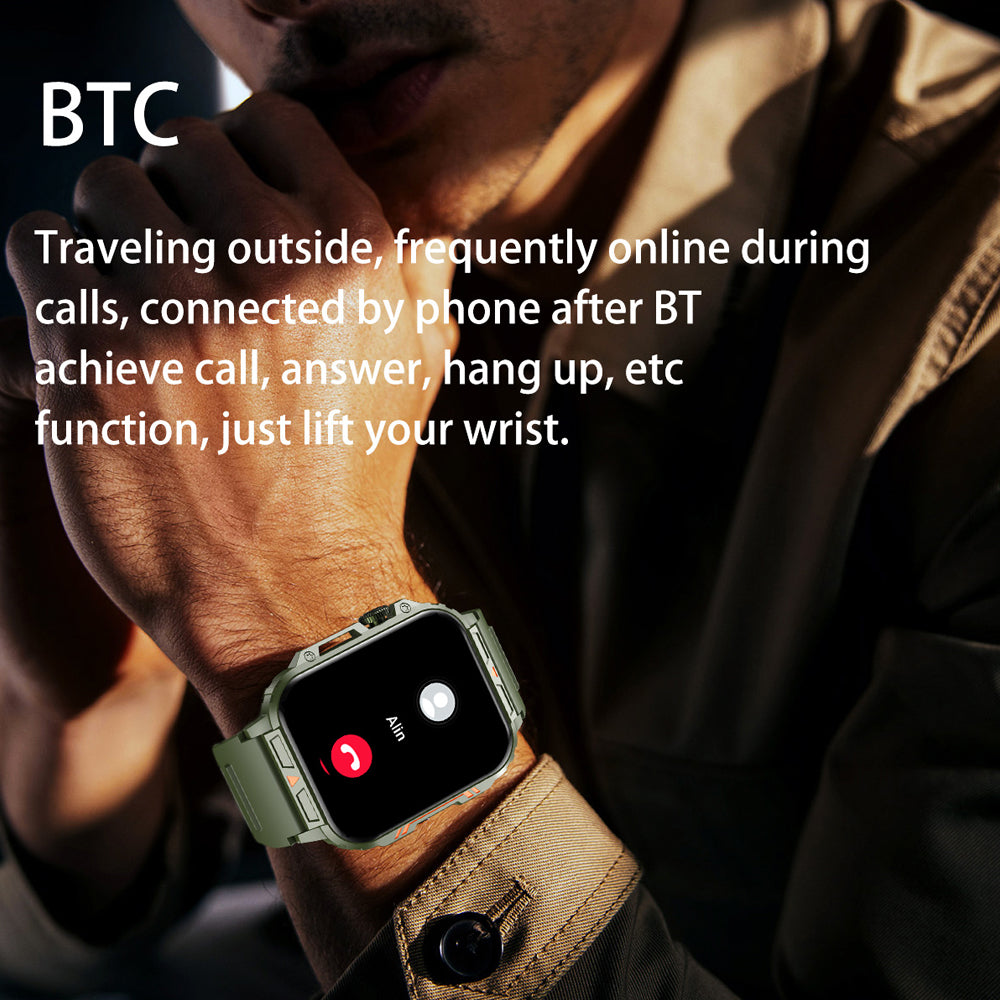Premium Outdoor Military Smartwatch for Men - Bluetooth Calling, IP68 Waterproof, 100+ Sports Modes, 1.95-inch Display, Heart Rate & Health Monitoring