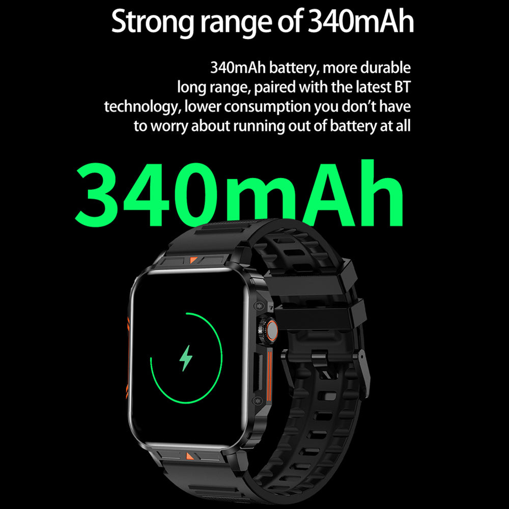 Premium Outdoor Military Smartwatch for Men - Bluetooth Calling, IP68 Waterproof, 100+ Sports Modes, 1.95-inch Display, Heart Rate & Health Monitoring