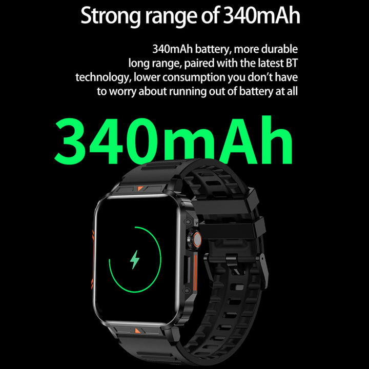 Premium Outdoor Military Smartwatch for Men - Bluetooth Calling, IP68 Waterproof, 100+ Sports Modes, 1.95-inch Display, Heart Rate & Health Monitoring