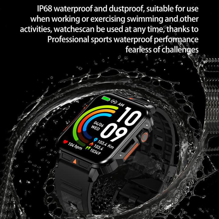 Premium Outdoor Military Smartwatch for Men - Bluetooth Calling, IP68 Waterproof, 100+ Sports Modes, 1.95-inch Display, Heart Rate & Health Monitoring
