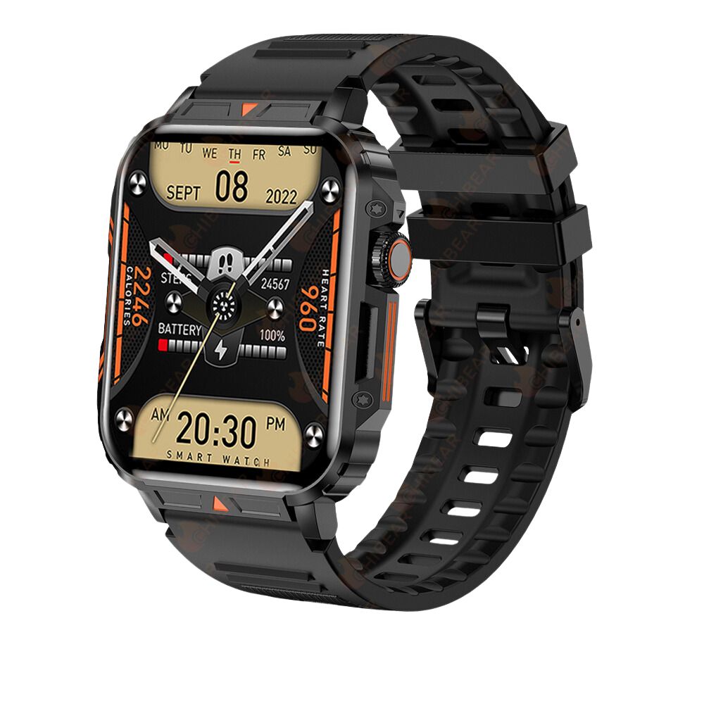 Premium Outdoor Military Smartwatch for Men - Bluetooth Calling, IP68 Waterproof, 100+ Sports Modes, 1.95-inch Display, Heart Rate & Health Monitoring