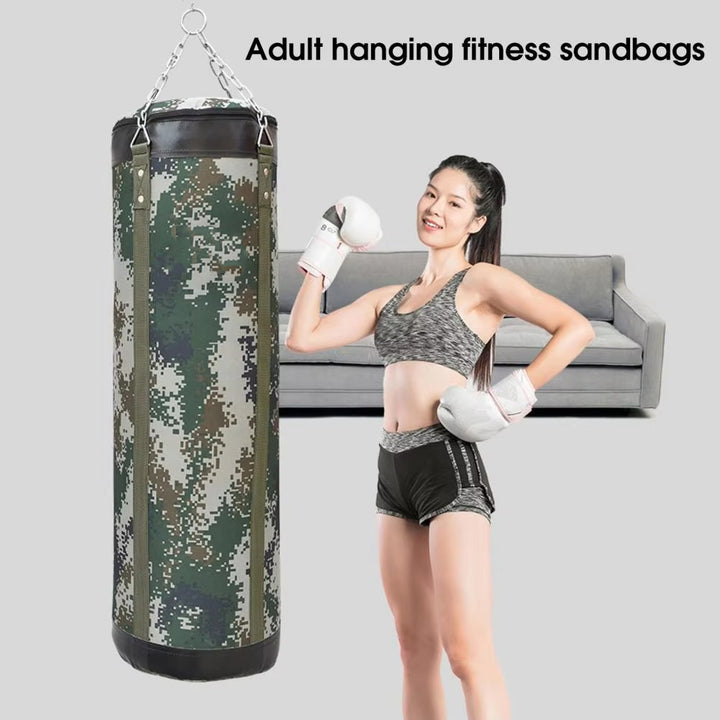 Premium PVC Boxing Sandbag – Durable Hanging Punching Bag for Indoor & Outdoor Training – Oxford Cloth & Sponge Material – Available in 60/80/100cm Sizes – Includes Chain for Secure Mounting