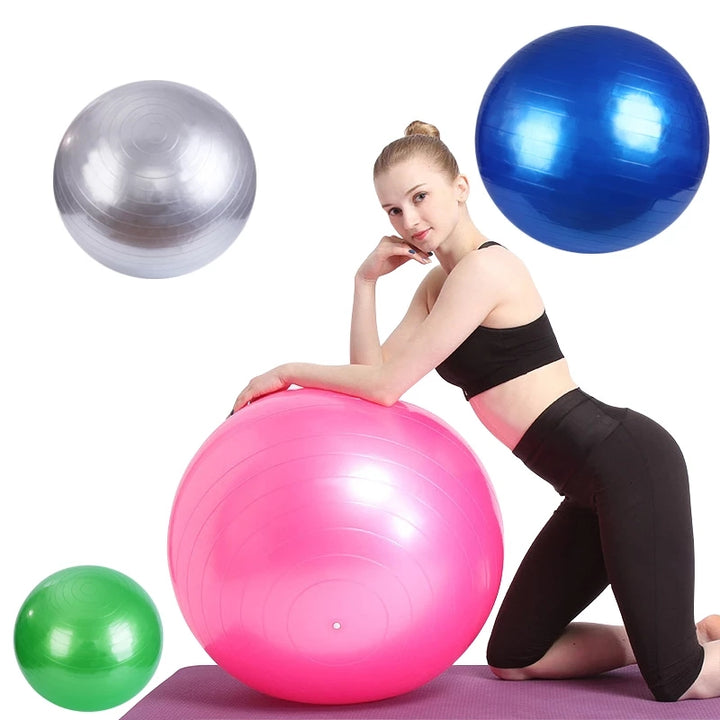 Premium PVC Fitness Yoga Ball for Home Gym & Pilates – Anti-Slip Balance Exercise Ball, Explosion-Proof, Multiple Sizes (45cm-95cm), Available in Purple, Pink, Grey, Blue, Red