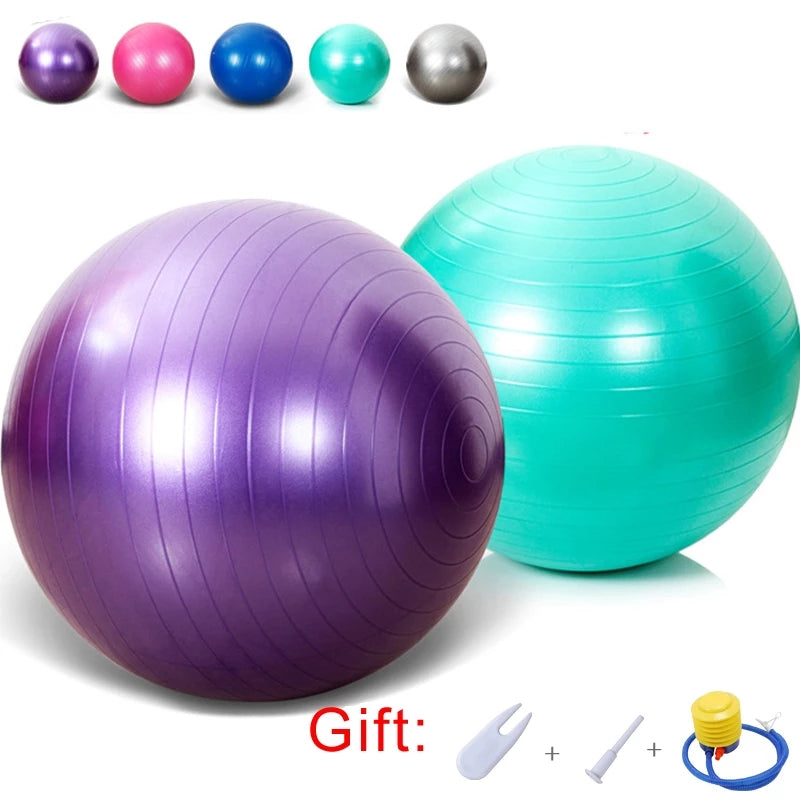 Premium PVC Fitness Yoga Ball for Home Gym & Pilates – Anti-Slip Balance Exercise Ball, Explosion-Proof, Multiple Sizes (45cm-95cm), Available in Purple, Pink, Grey, Blue, Red