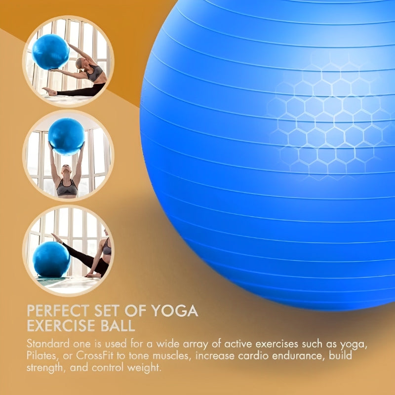 Premium PVC Fitness Yoga Ball for Home Gym & Pilates – Anti-Slip Balance Exercise Ball, Explosion-Proof, Multiple Sizes (45cm-95cm), Available in Purple, Pink, Grey, Blue, Red