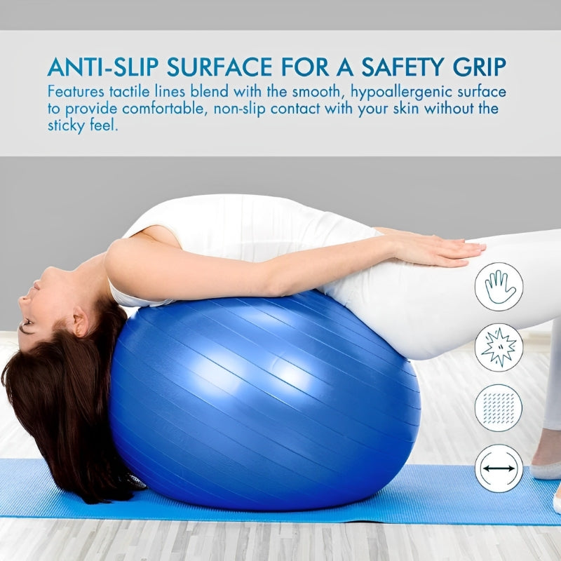 Premium PVC Fitness Yoga Ball for Home Gym & Pilates – Anti-Slip Balance Exercise Ball, Explosion-Proof, Multiple Sizes (45cm-95cm), Available in Purple, Pink, Grey, Blue, Red
