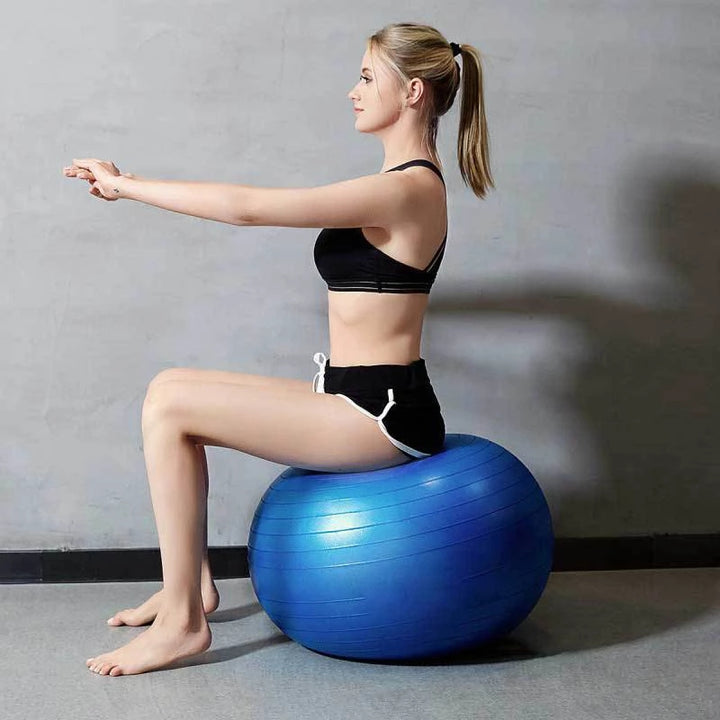 Premium PVC Fitness Yoga Ball for Home Gym & Pilates – Anti-Slip Balance Exercise Ball, Explosion-Proof, Multiple Sizes (45cm-95cm), Available in Purple, Pink, Grey, Blue, Red