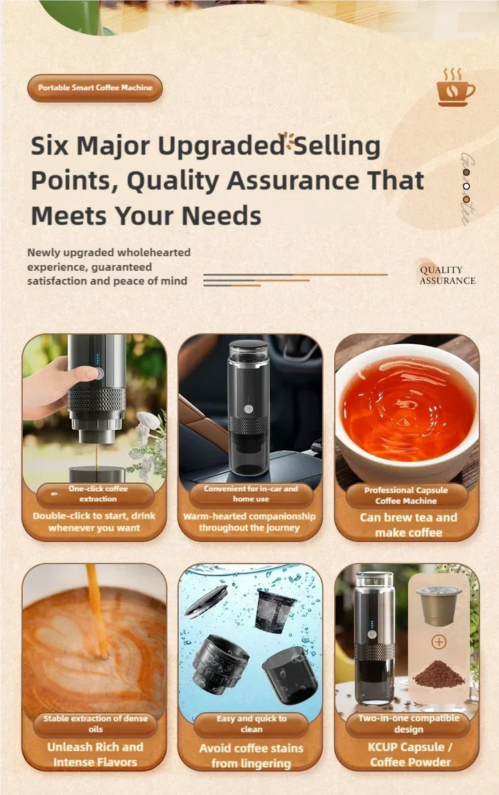 Premium Portable Electric Grind-and-Brew Coffee Maker – Compatible with Ground Coffee and K-Cup Pods