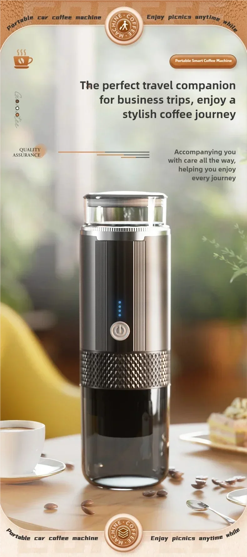 Premium Portable Electric Grind-and-Brew Coffee Maker – Compatible with Ground Coffee and K-Cup Pods