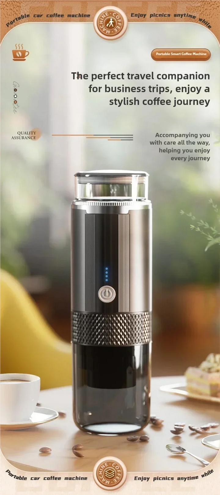 Premium Portable Electric Grind-and-Brew Coffee Maker – Compatible with Ground Coffee and K-Cup Pods