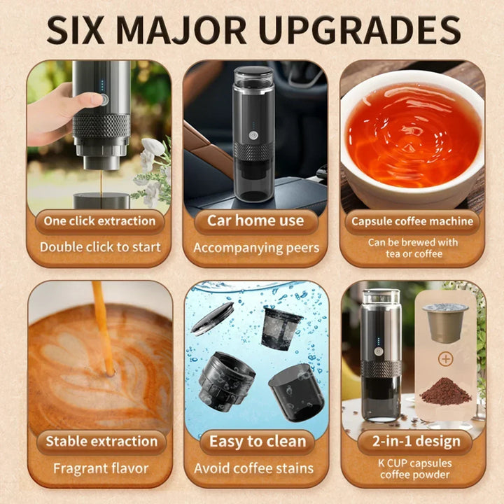 Premium Portable Electric Grind-and-Brew Coffee Maker – Compatible with Ground Coffee and K-Cup Pods