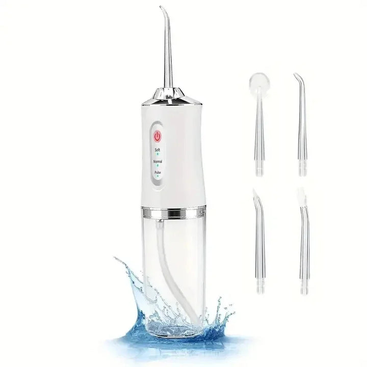 Premium Portable Electric Oral Irrigator – USB Rechargeable Water Flosser with 4 Jet Tips and 3 Cleaning Modes